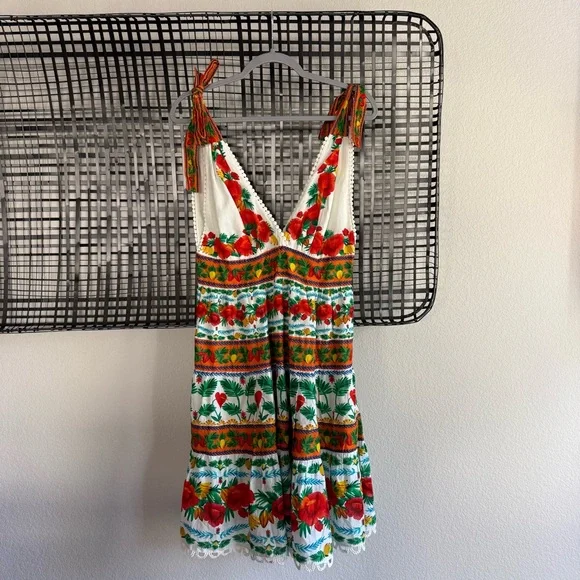 Farm Rio Anthropologie v neck tiered mini dress - Picture 2 of 8